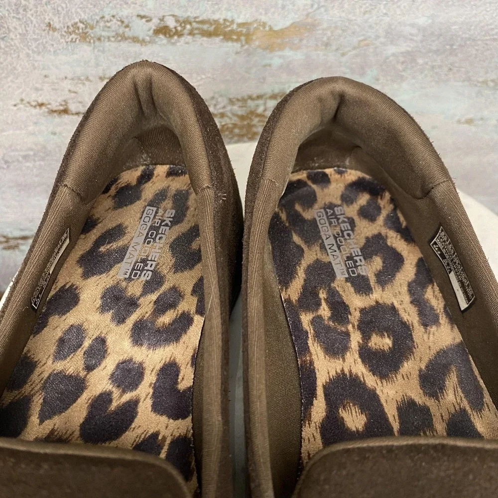 Skechers Shoes Womens Size 8.5 Brown Leather Slip On Comfort Loafers SN 136242
